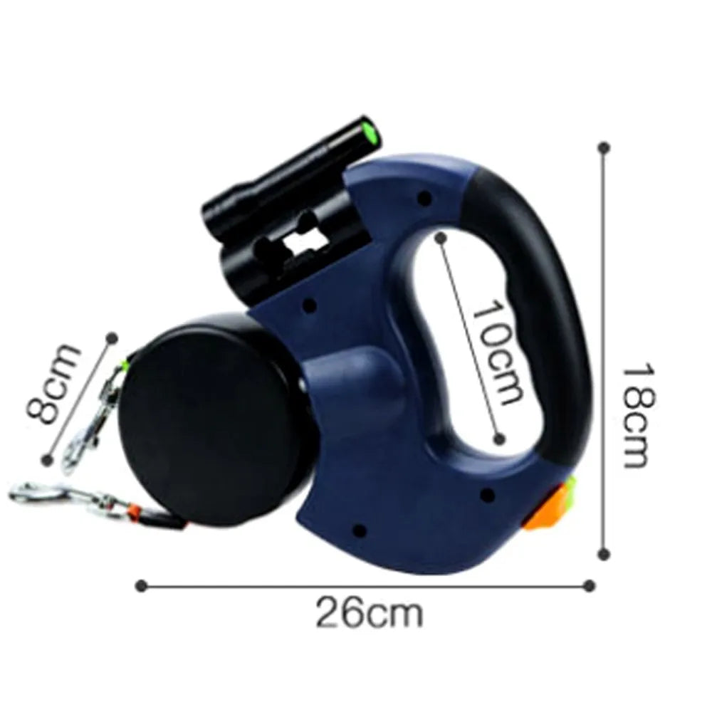 360 Swivel Retractable Lead Leash Double Tangle with LED Light Dual Doggie For Each 2 Dogs 3M Ropes Pet UK