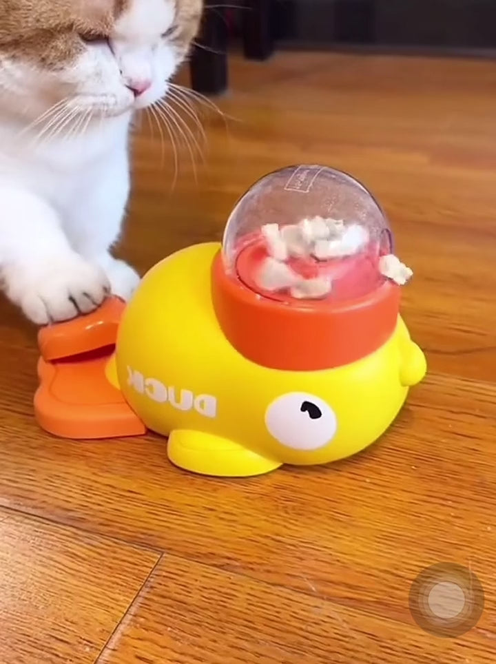 2-in-1 Interactive Dog Toy Pet Automatic Food Treat Dispenser Cartoon Duck Design Slow Food Pet Snack Feeder for Dog Training